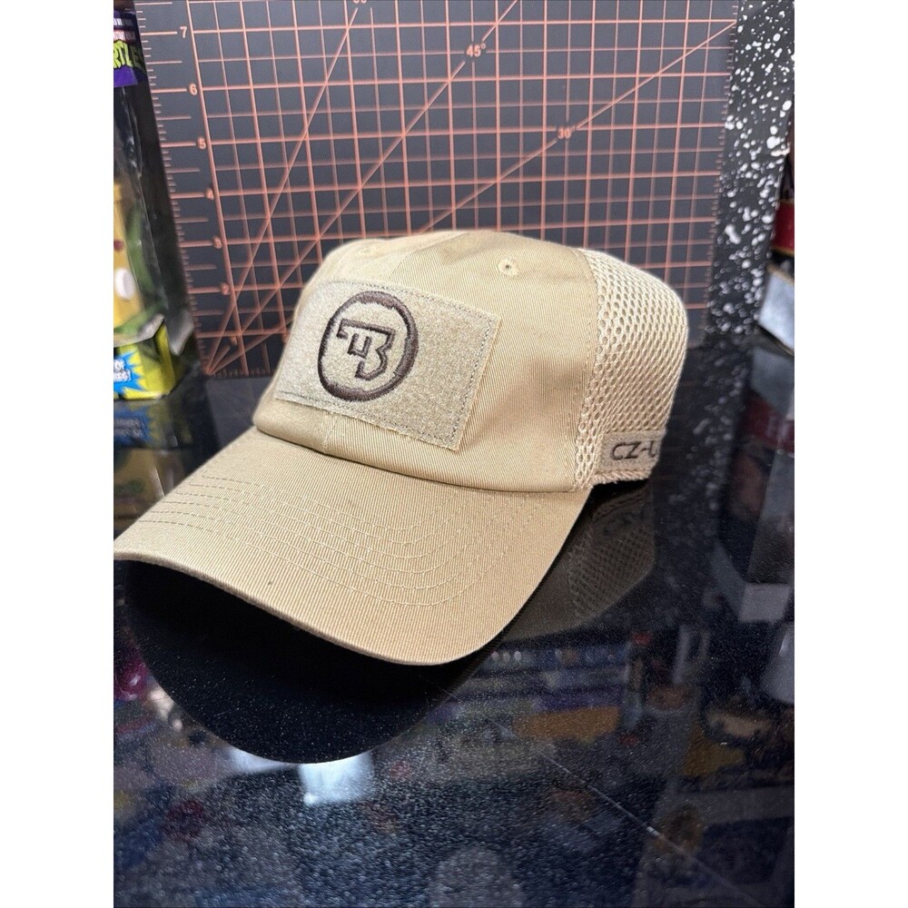 CZ-USA Tactical Hat Tan Mesh Adjustable Cap Embroidered Logo Shooting Kansas